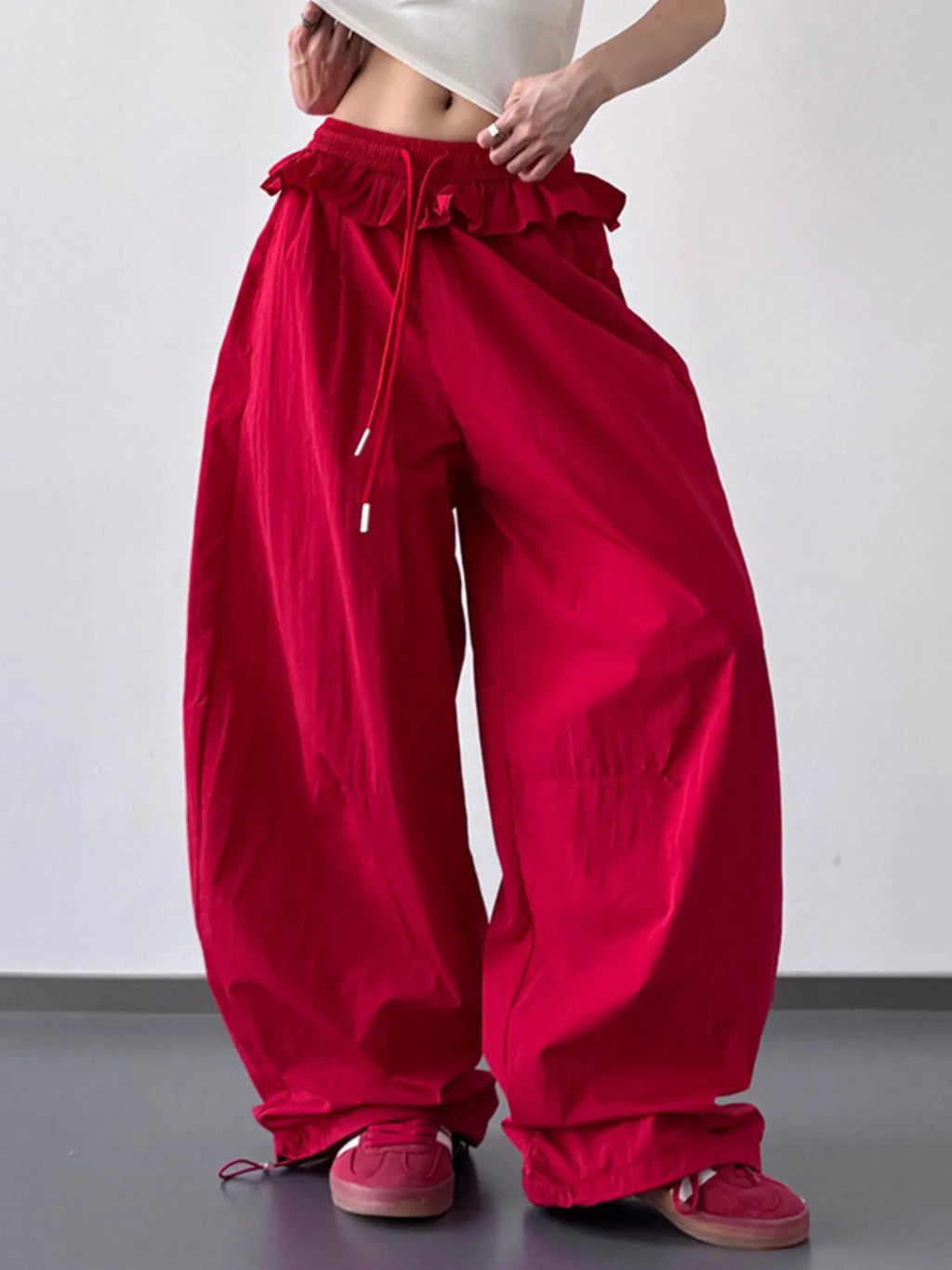 Drawstring Wide Leg Pants - Girly Tea
