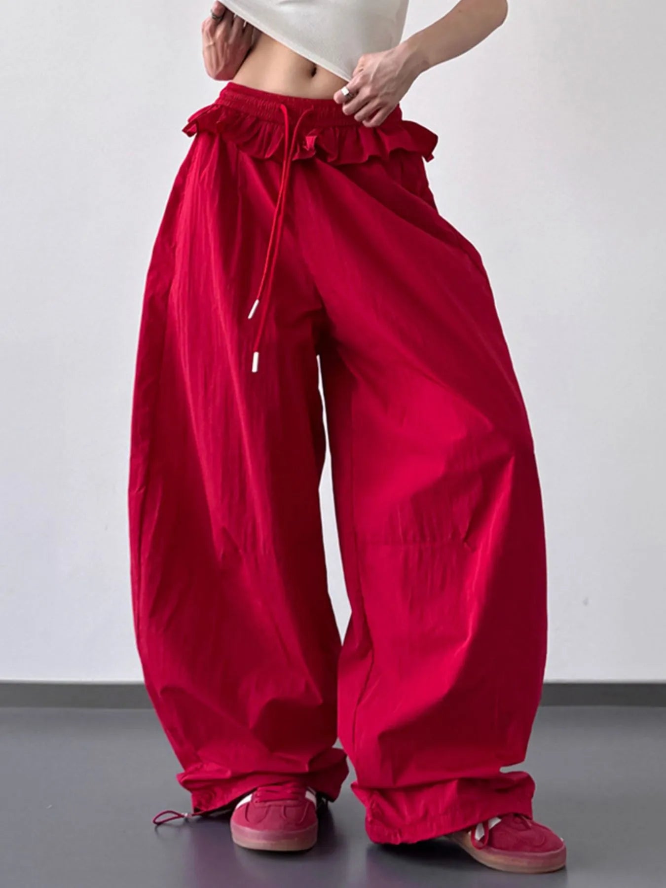 Drawstring Wide Leg Pants - Girly Tea