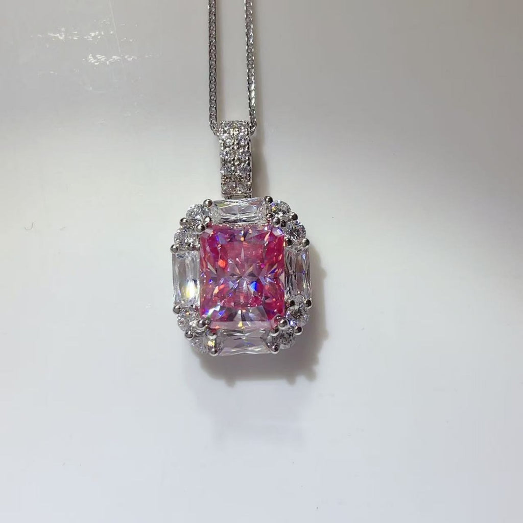 5 Carat Moissanite 925 Sterling Silver Pendant Necklace - Girly Tea