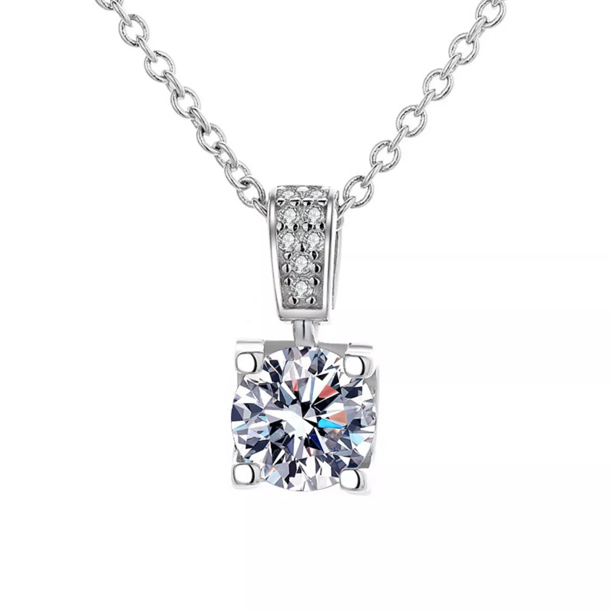1 Carat Moissanite 925 Sterling Silver Necklace - Girly Tea