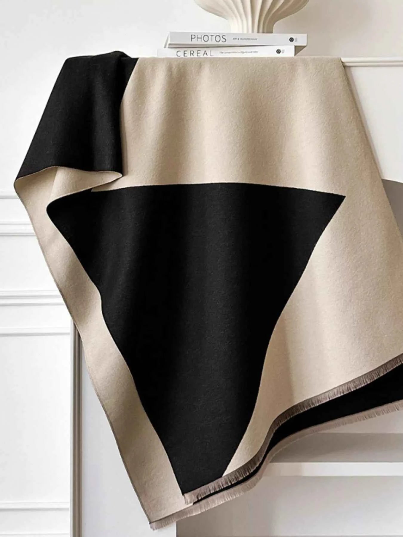 Color Block Raw Hem Scarf