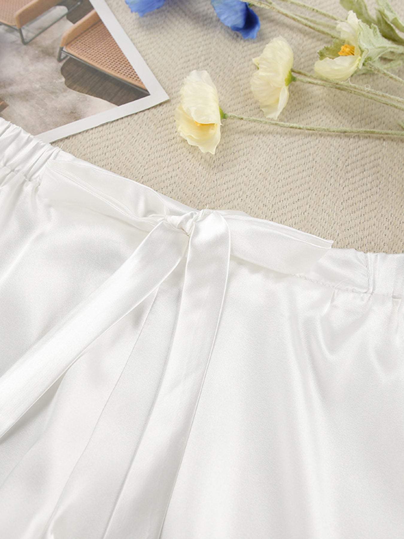 Cami & Lace Trim Cardigan & Shorts Lounge Set - Girly Tea