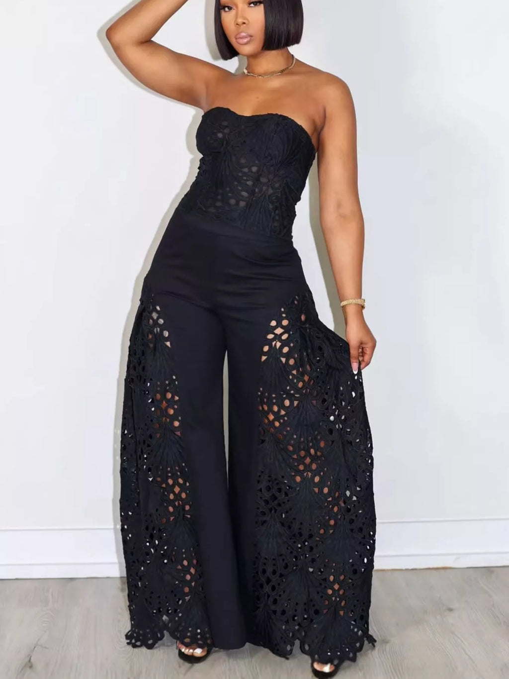 Cutout Tube Top and Wide Leg Pants Set - Girly Tea