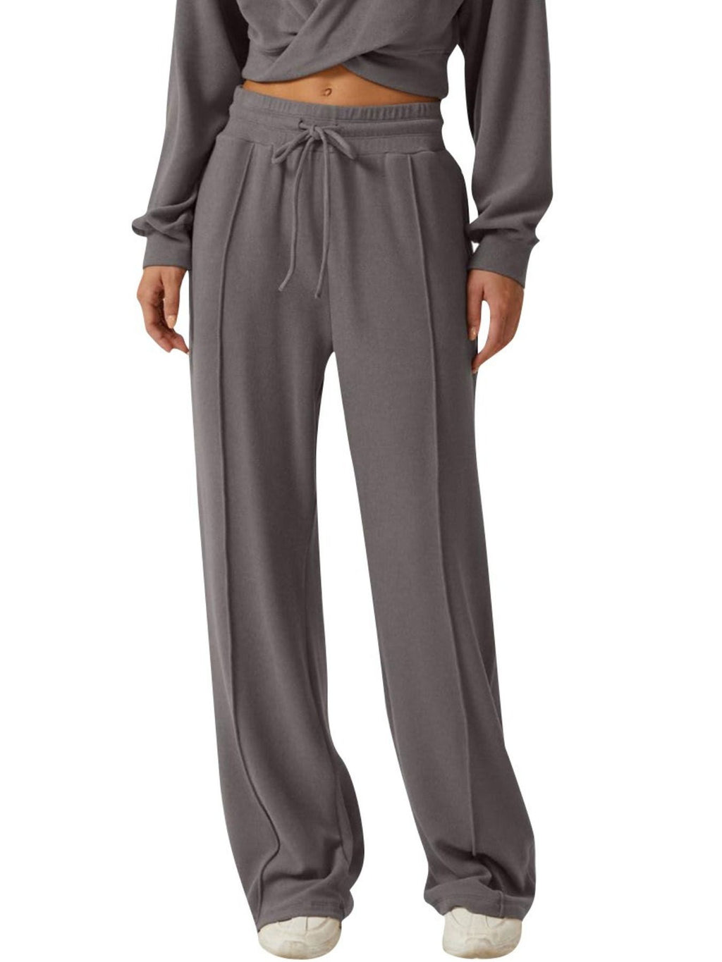 Twist-Front Long Sleeve Top and Pants Set - Girly Tea