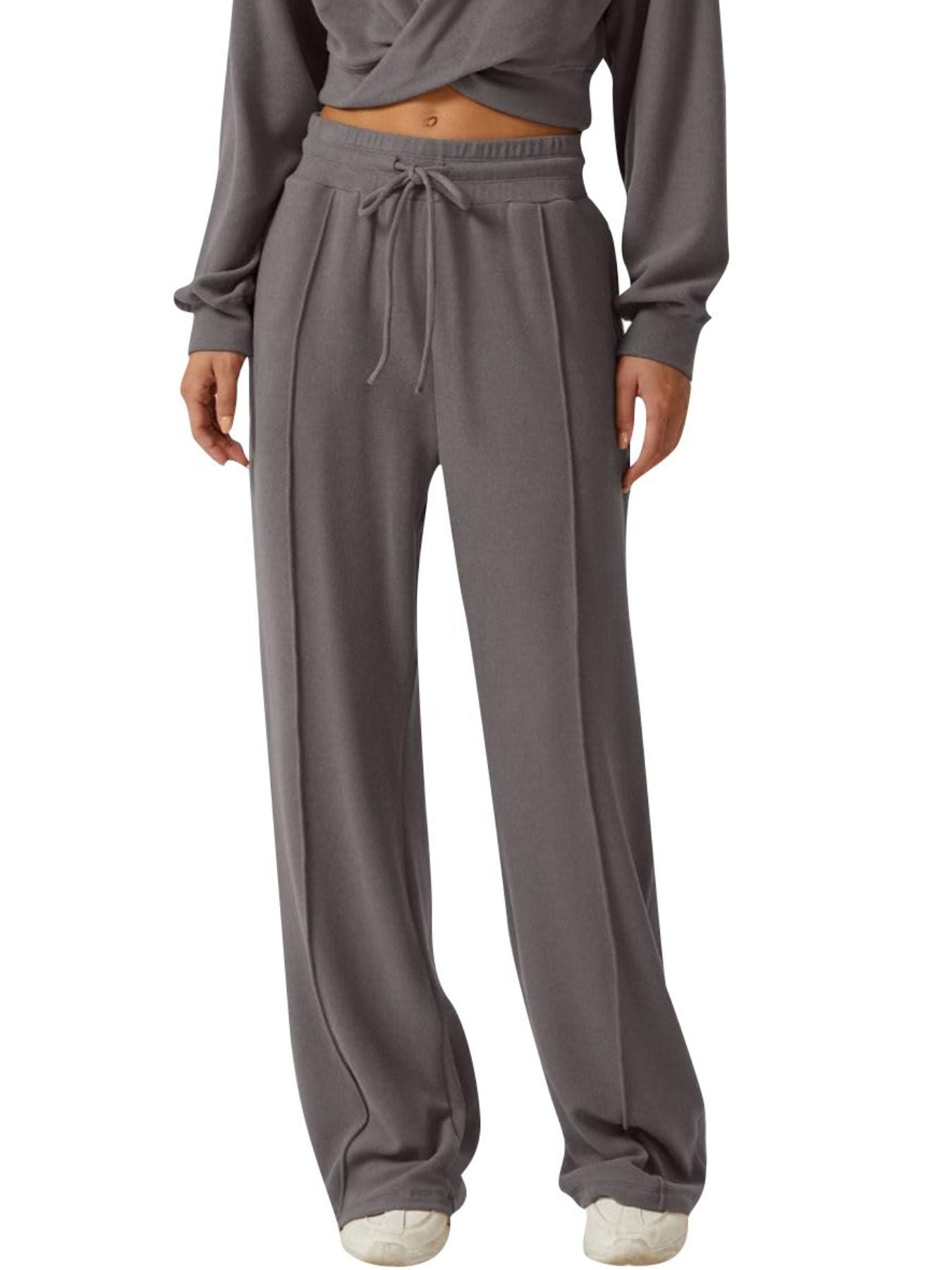 Twist-Front Long Sleeve Top and Pants Set - Girly Tea