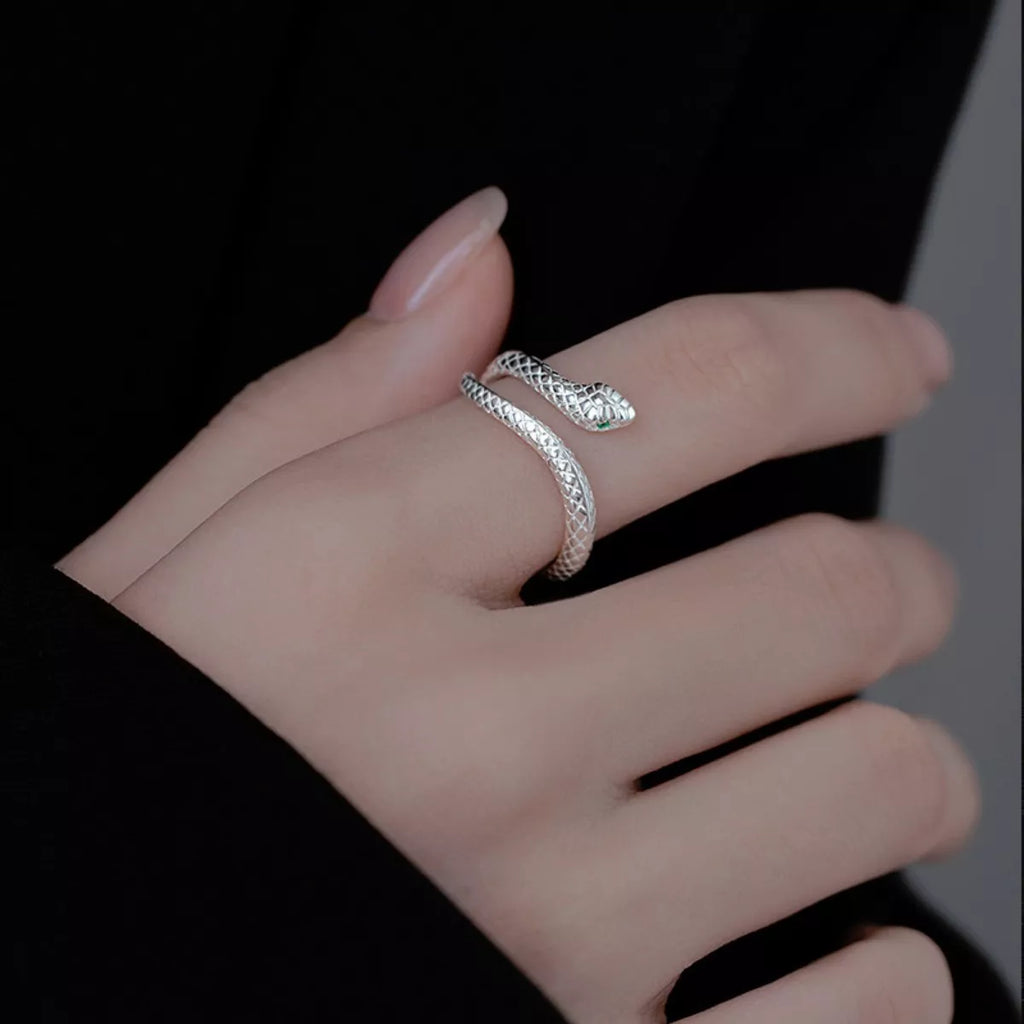 925 Sterling Silver Snake Bypass Ring - Girly Tea