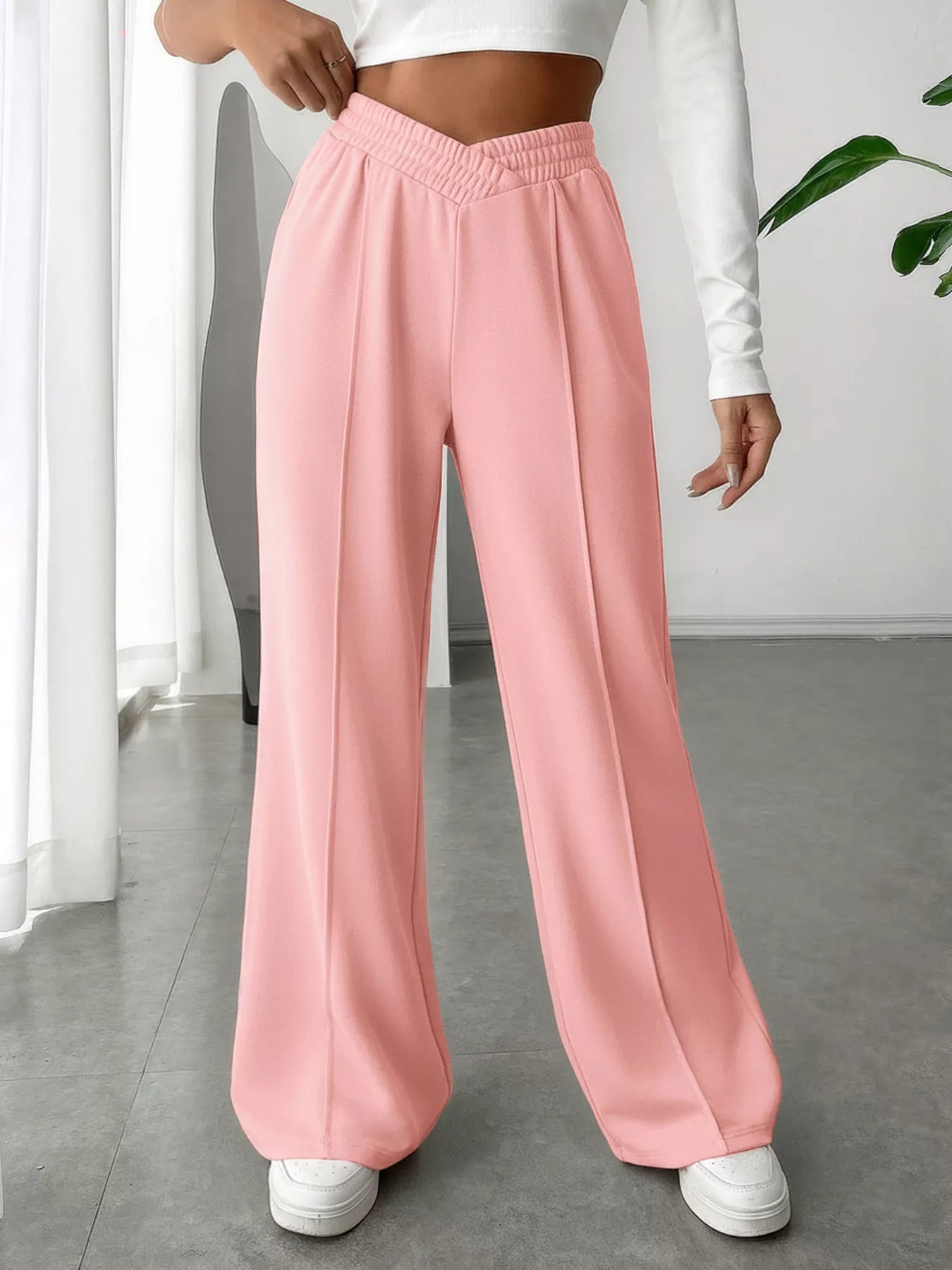 Wide Leg High Waist Pants - Girly Tea