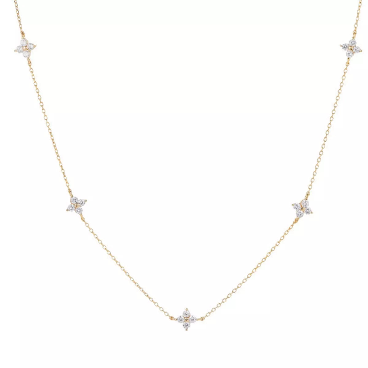 925 Sterling Silver Clover Charm Necklace - Girly Tea