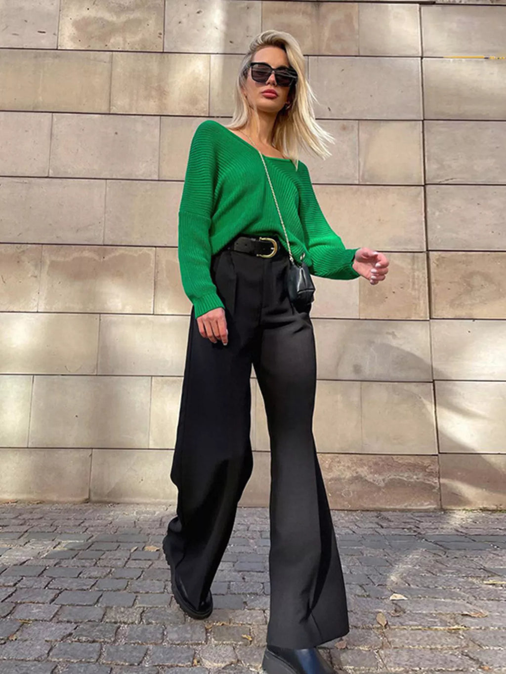 Wide Leg Pleated Pants - Girly Tea