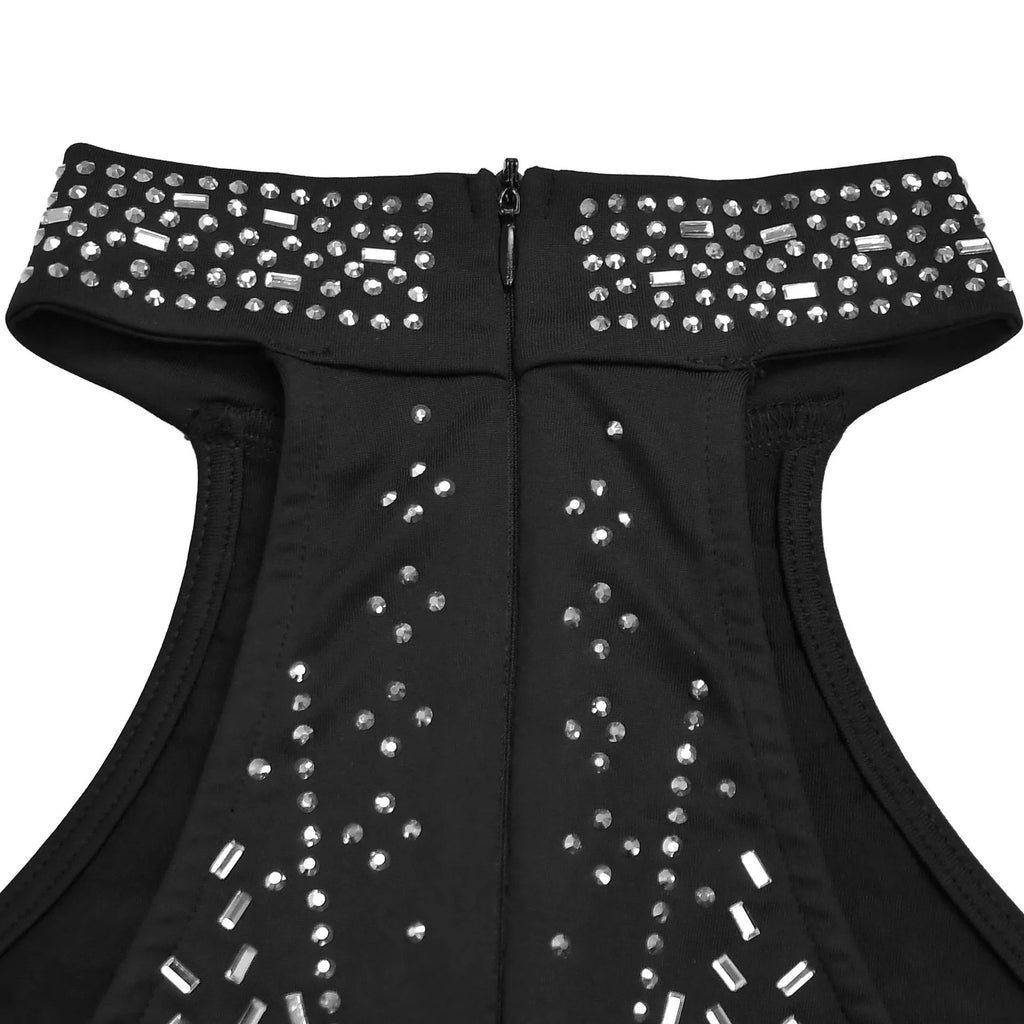 Sparkling Rhinestone Cutout Jumpsuit - Girly Tea
