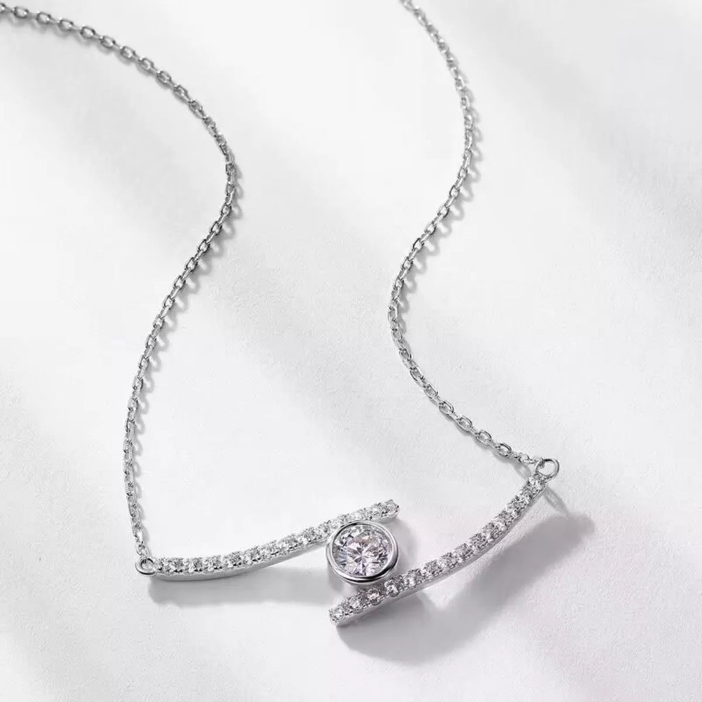 1 Carat Moissanite 925 Sterling Silver Necklace - Girly Tea
