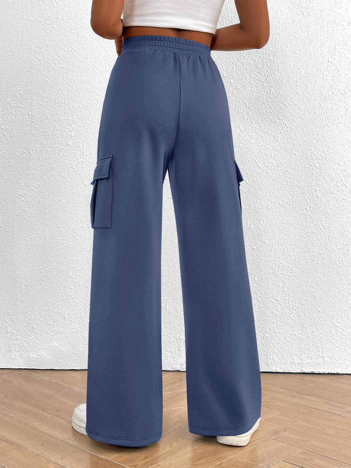 Casual High Waist Cargo Pants with Drawstring - Girly Tea