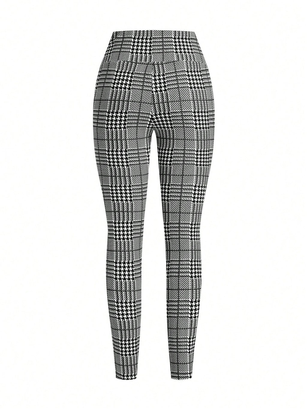High Waist Plaid Slim Fit Pants - Girly Tea