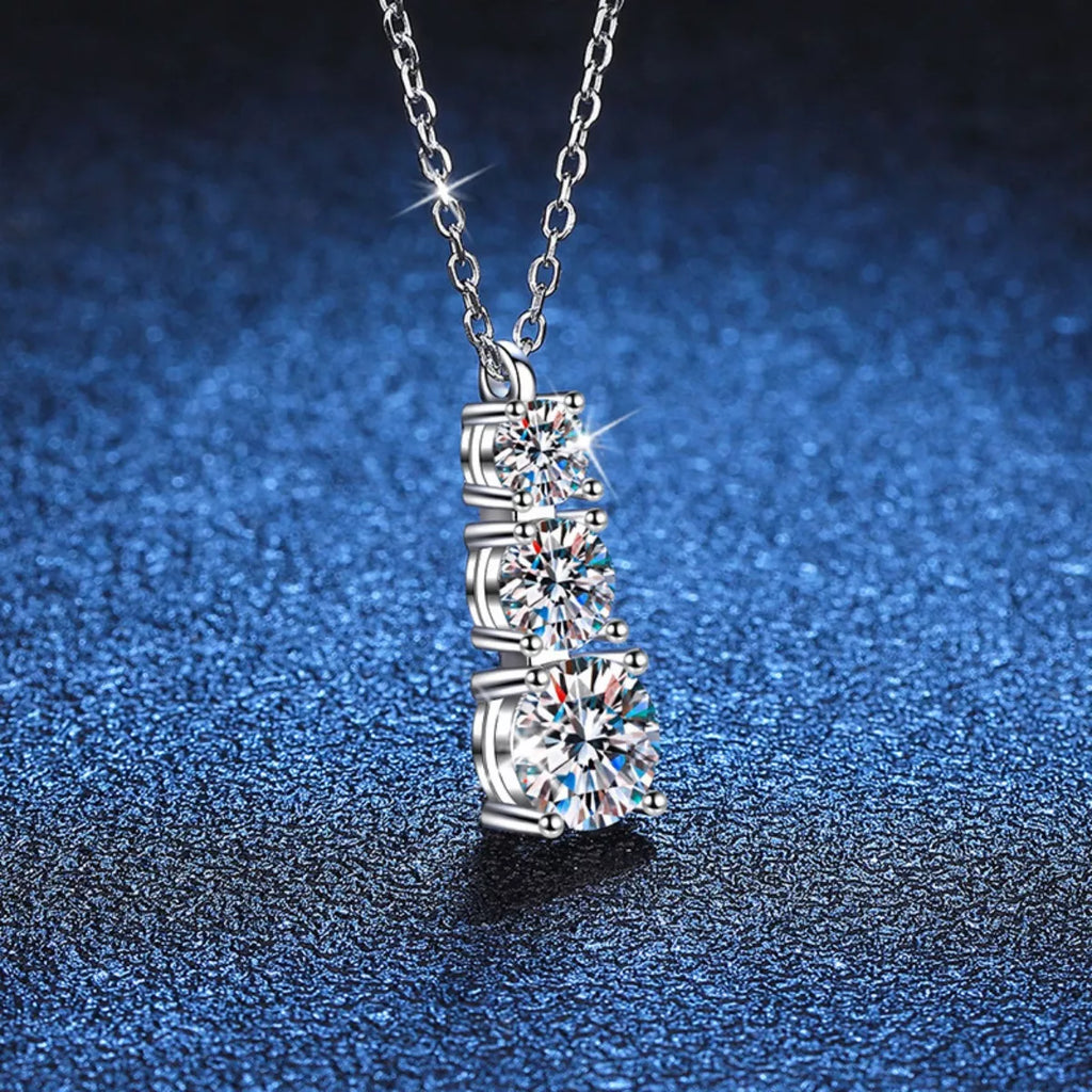 1.8 Carat Moissanite 925 Sterling Silver Pendant Necklace - Girly Tea