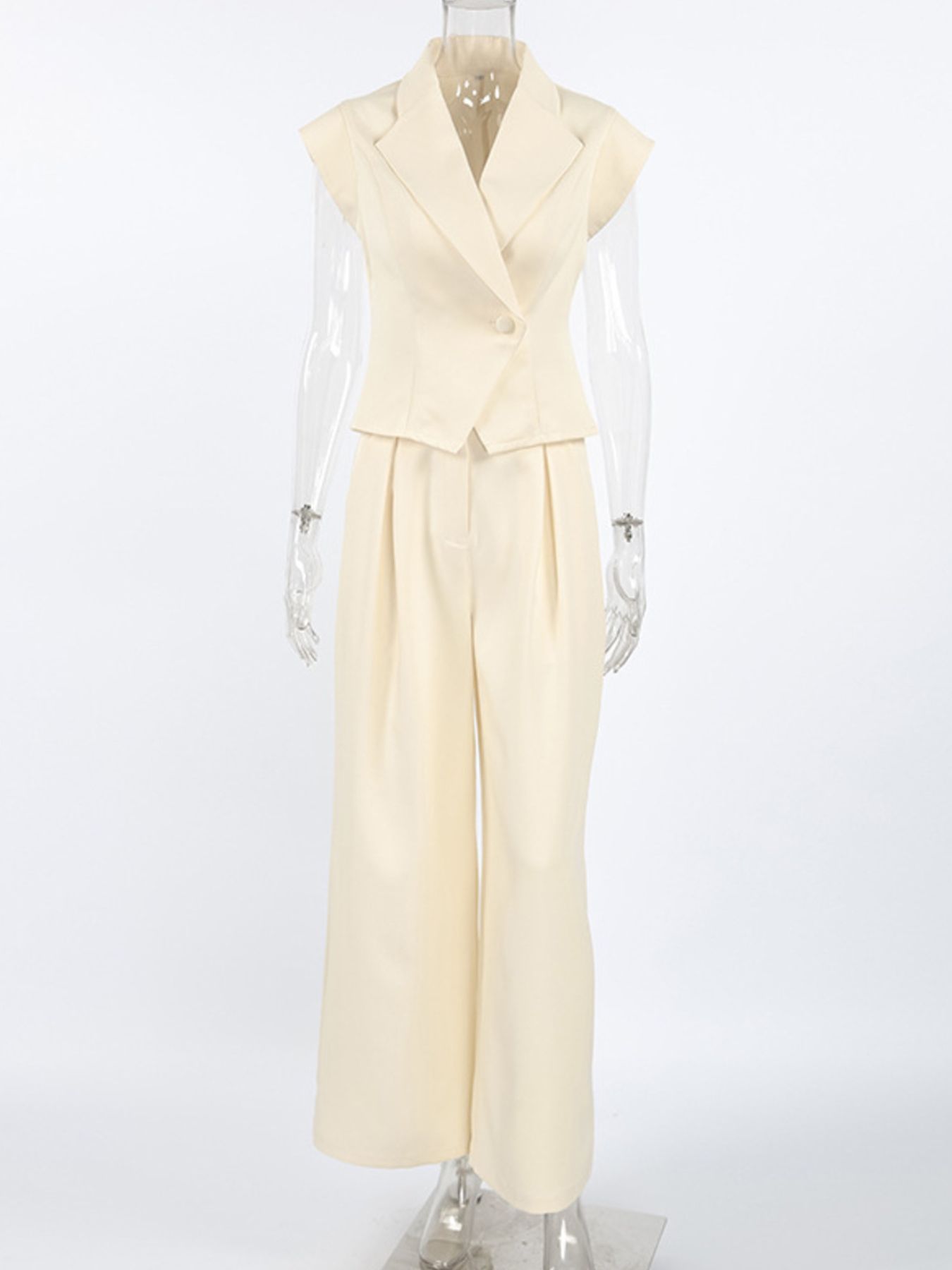 One Button Blazer & Wide Leg Pants Set - Girly Tea