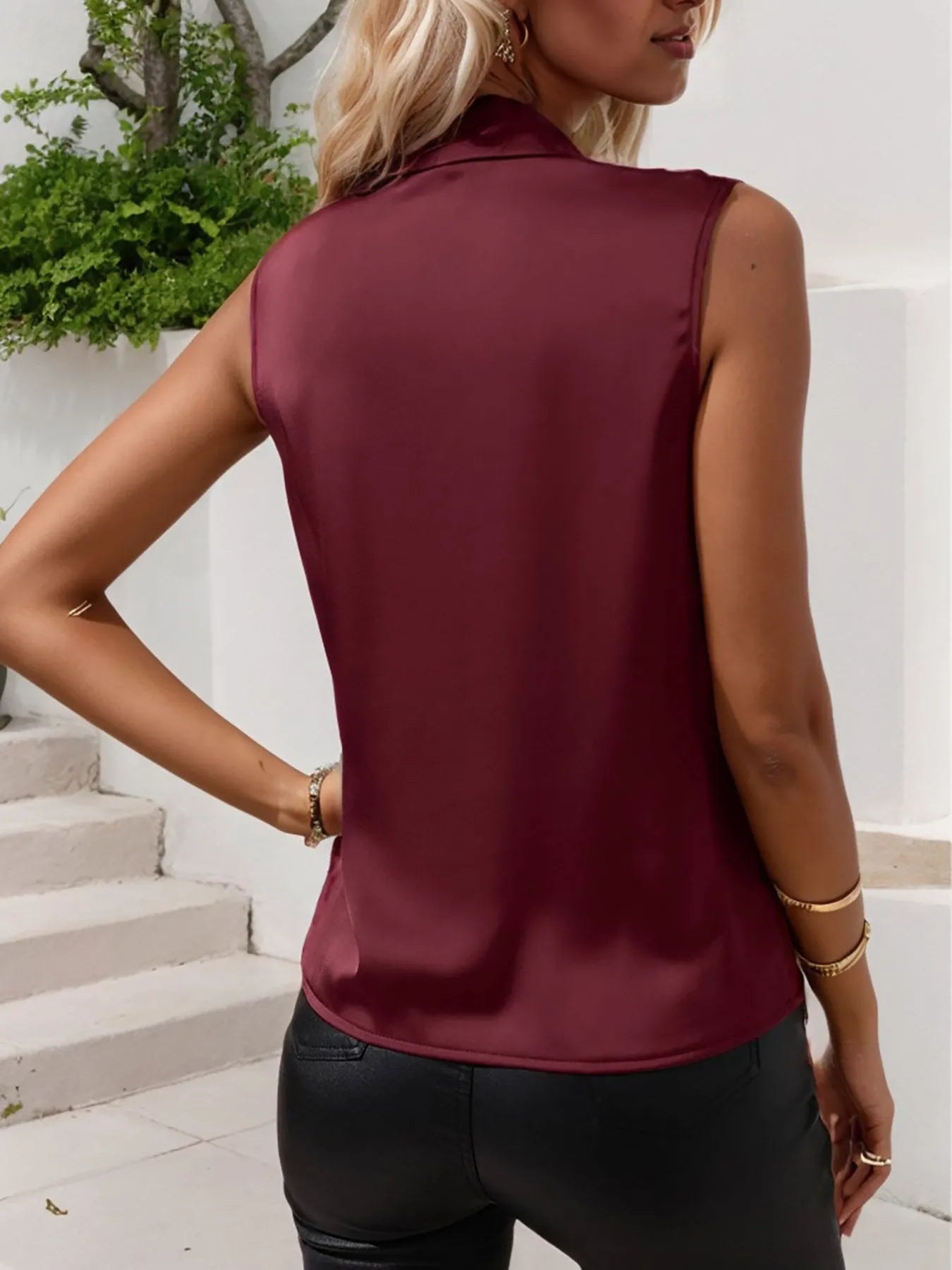 Ruched Surplice Sleeveless Top - Girly Tea