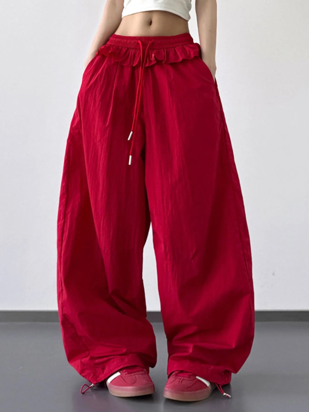 Drawstring Wide Leg Pants - Girly Tea