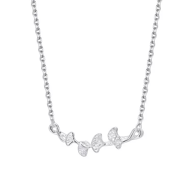 925 Sterling Silver Ginkgo Leaf Necklace - Girly Tea