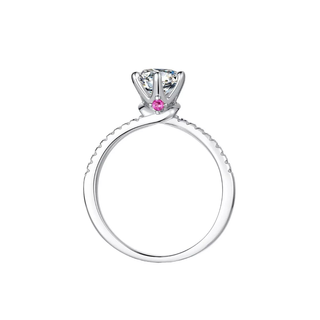 1 Carat 925 Sterling Silver Moissanite Ring - Girly Tea