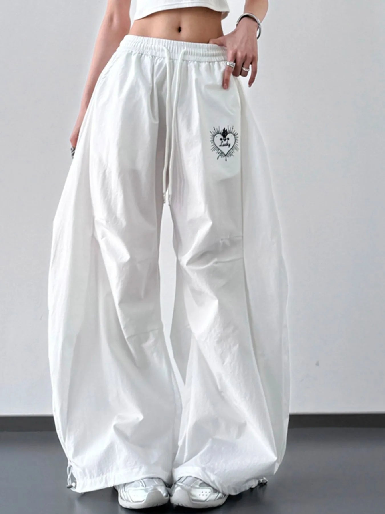 Wide Leg Drawstring Pants - Girly Tea