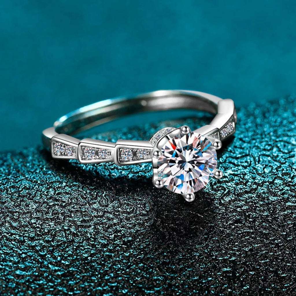 1 Carat Moissanite 925 Sterling Silver Ring - Girly Tea