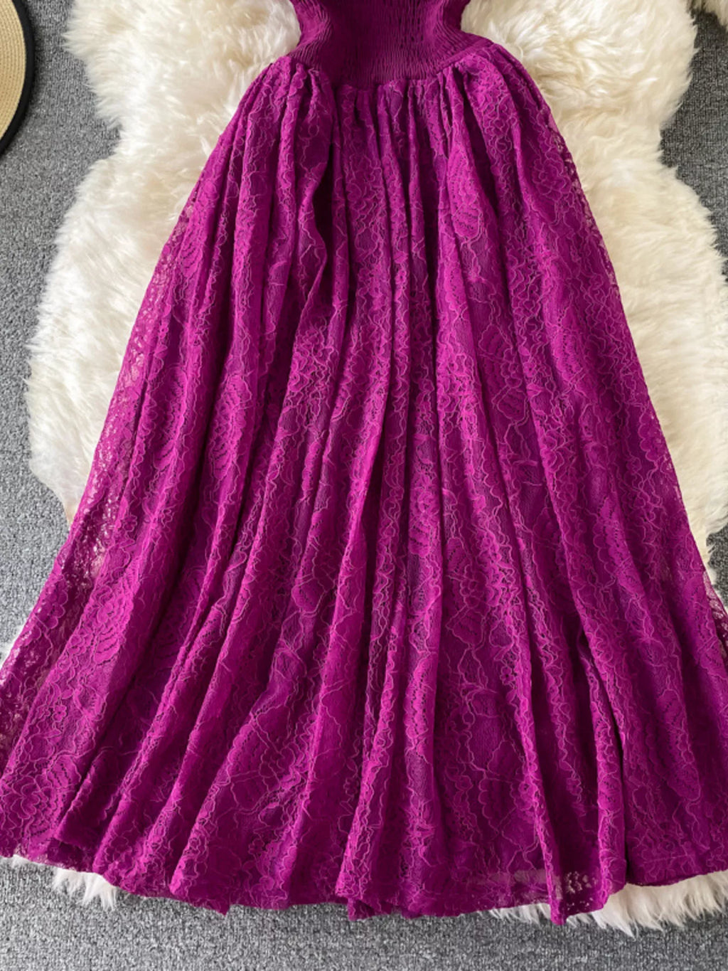 Ruffled Mock Neck Lace Maxi Dress - Girly Tea