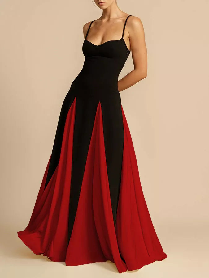 Two-Tone Flowing Maxi Dress - Girly Tea