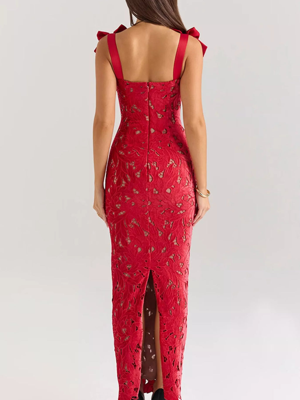 Slit Tie Shoulder Maxi Dress - Girly Tea