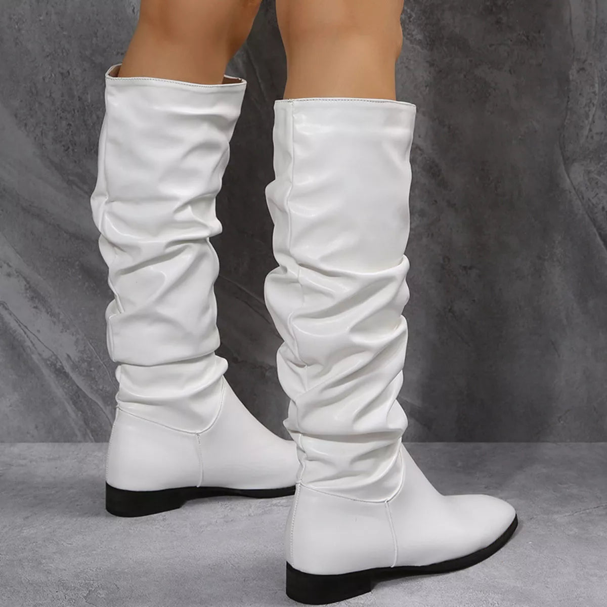 Slouchy Block Heel Boots - Girly Tea