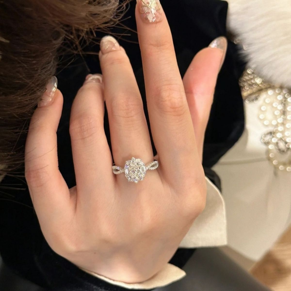 1 Carat Moissanite 925 Sterling Silver Ring - Girly Tea