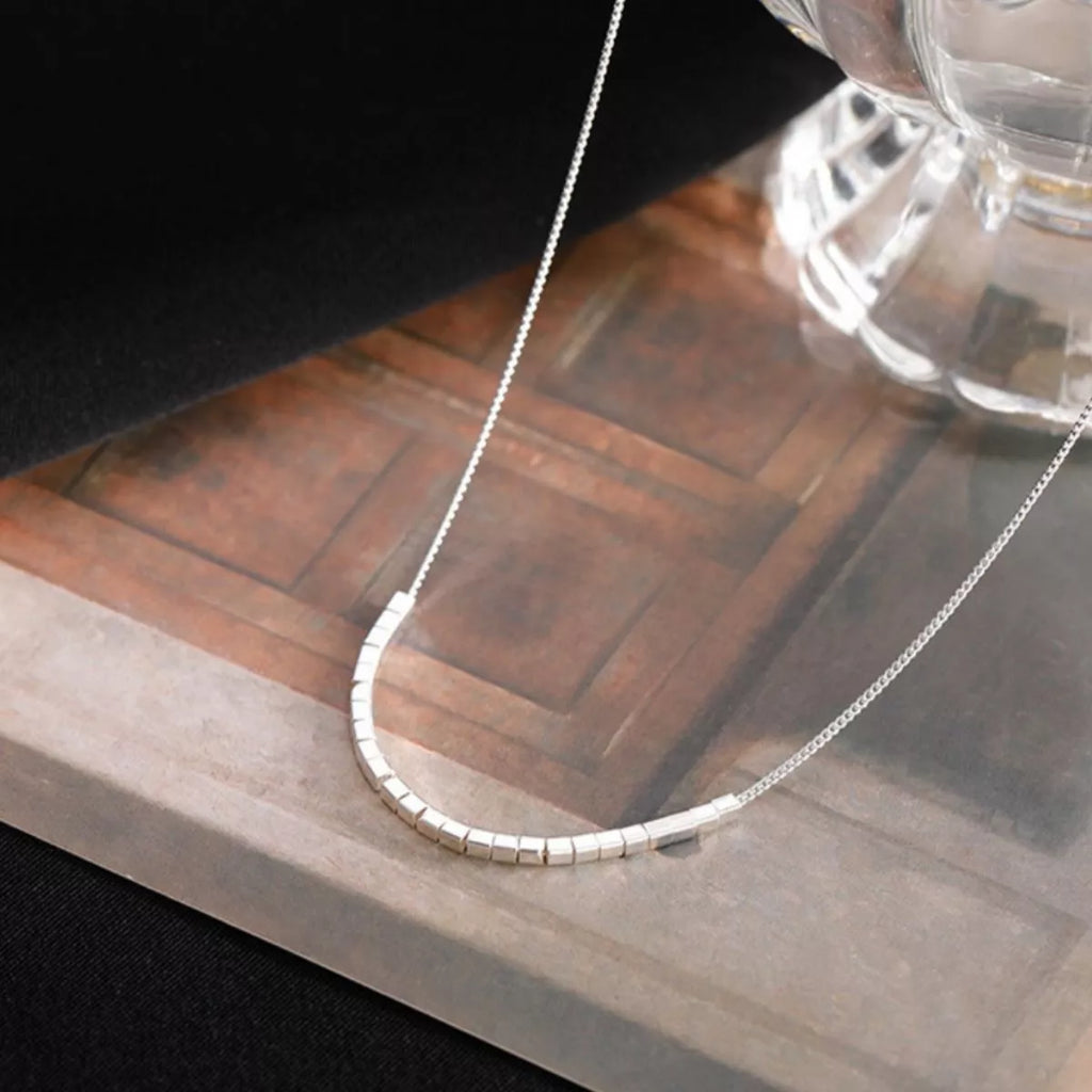 925 Sterling Silver Cube Necklace - Girly Tea