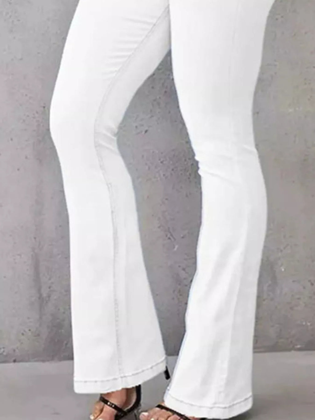 Full Size Wash High-Waisted Flare Jeans Plus Size - Girly Tea