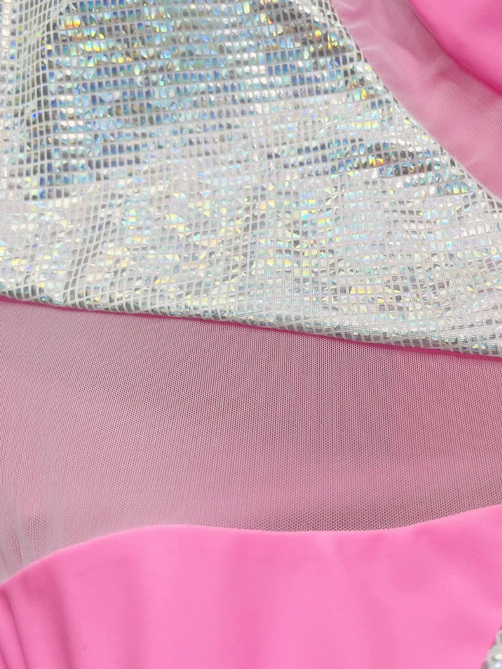 Contrast Panel One-Piece Swimsuit - Girly Tea