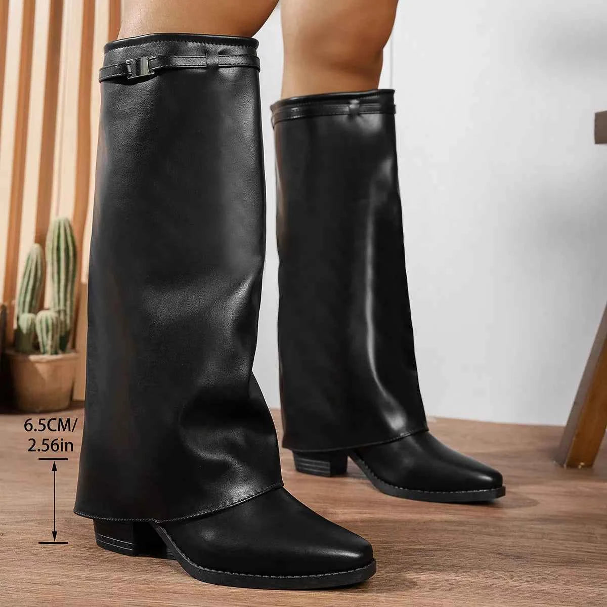 Knee-High Block Heel Boots