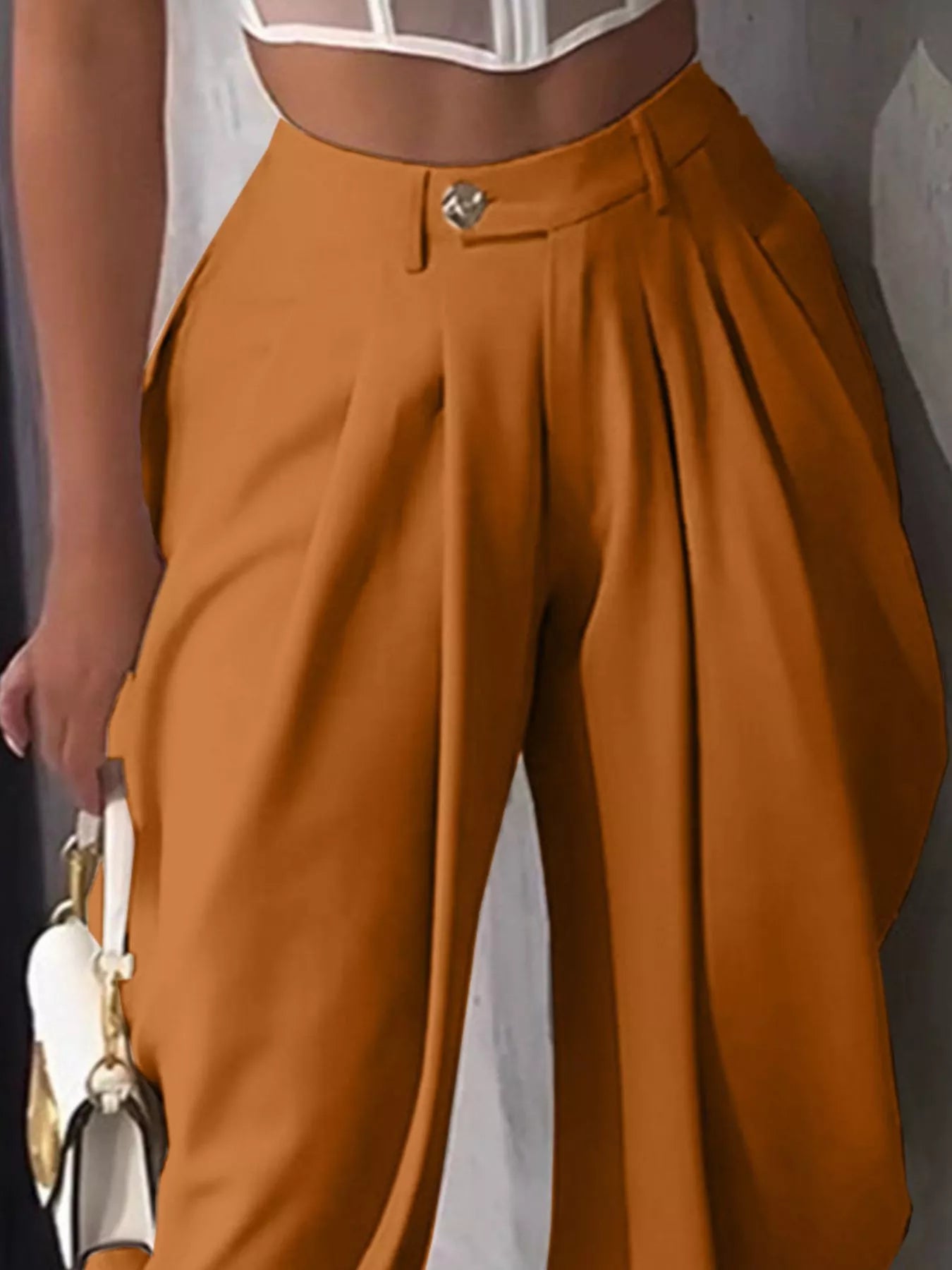 High-Waisted Wide Leg Pleated Pants - Girly Tea
