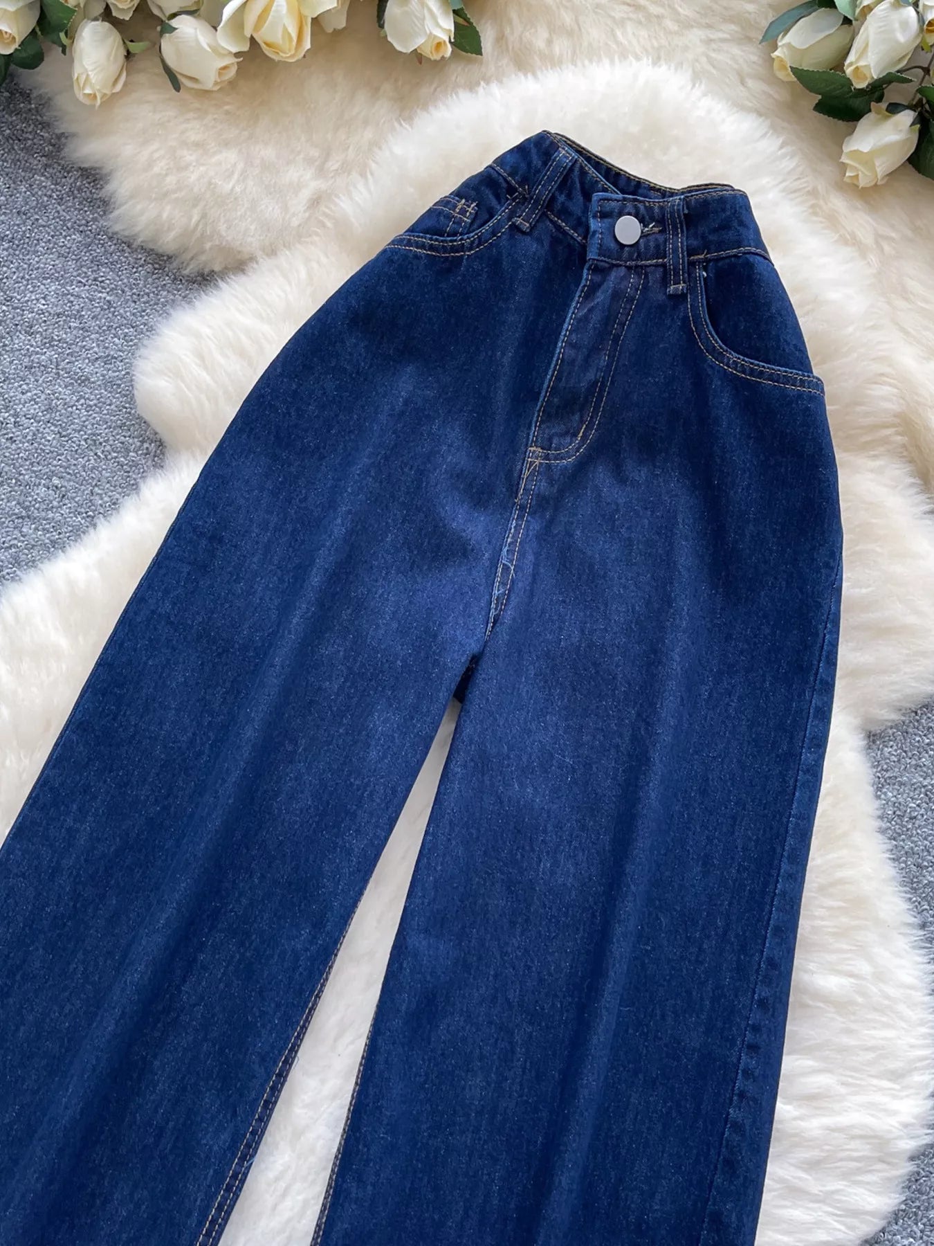 High Waist Wide Leg Jeans - Girly Tea