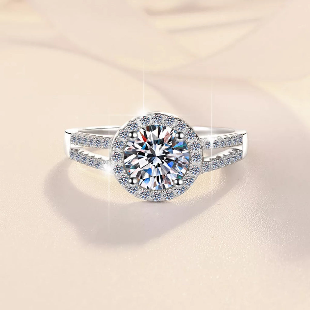 1 Carat 925 Sterling Silver Moissanite Ring - Girly Tea