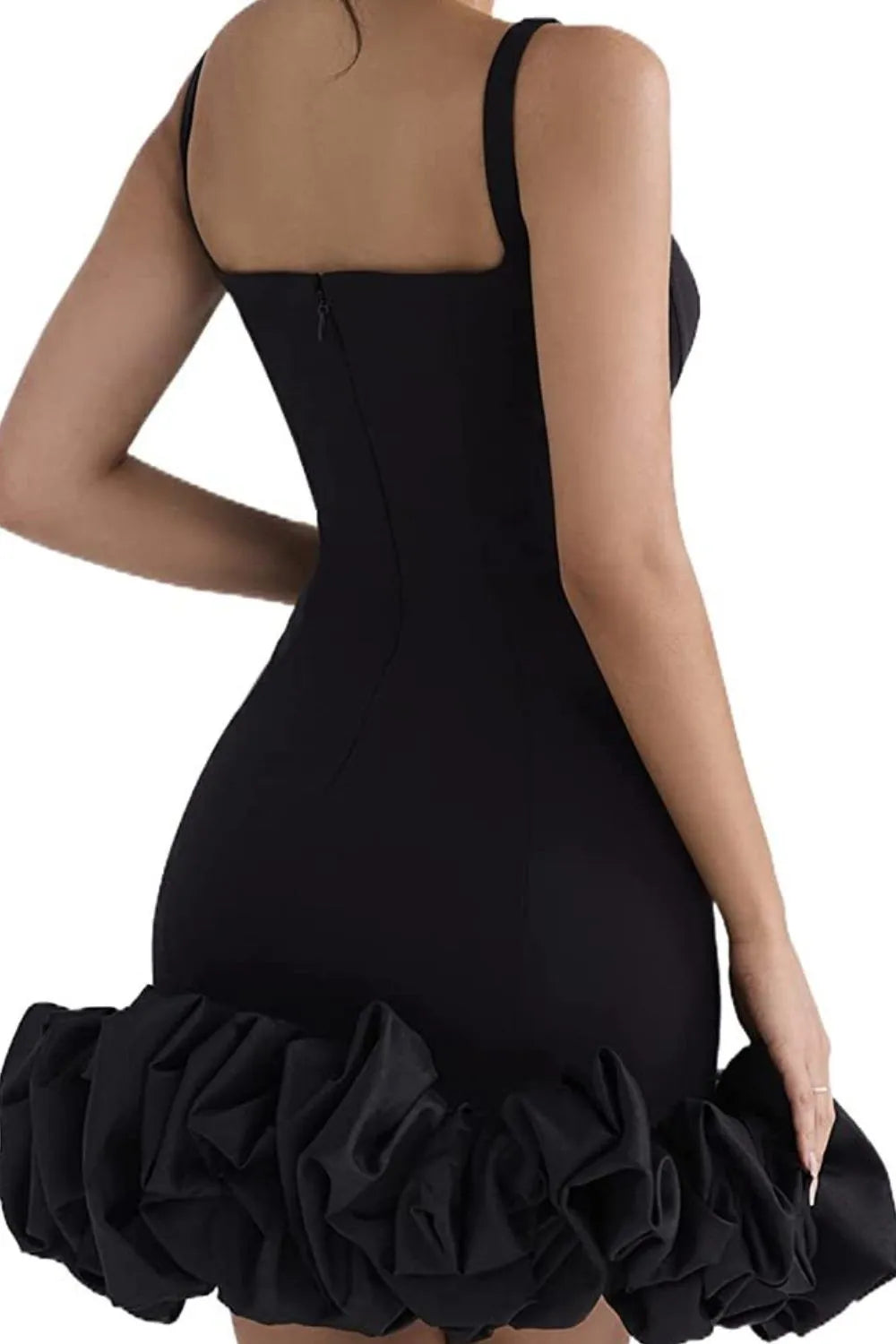 Ruched Square Neck Sleeve Mini Dress - Girly Tea