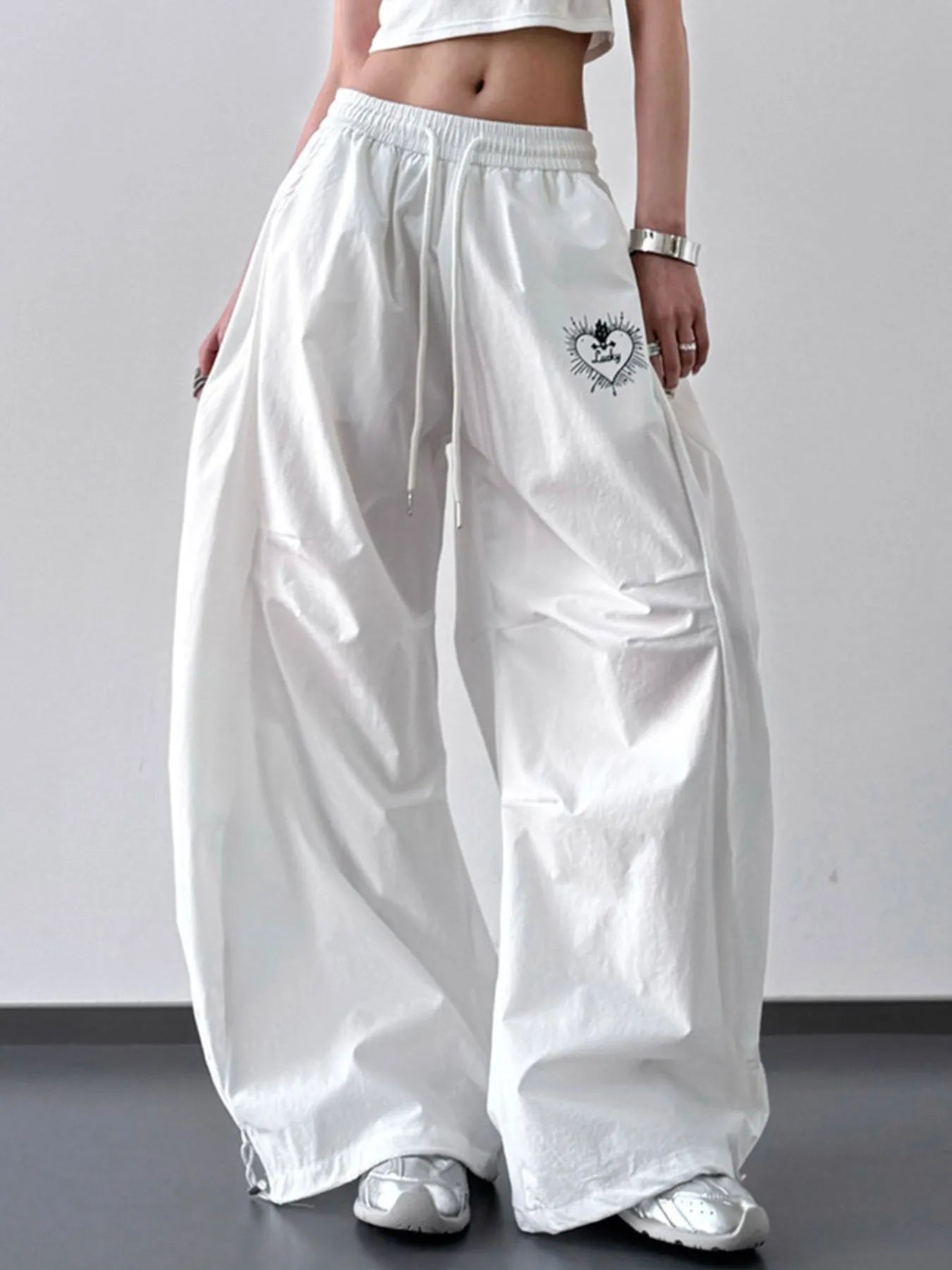 Wide Leg Drawstring Pants - Girly Tea