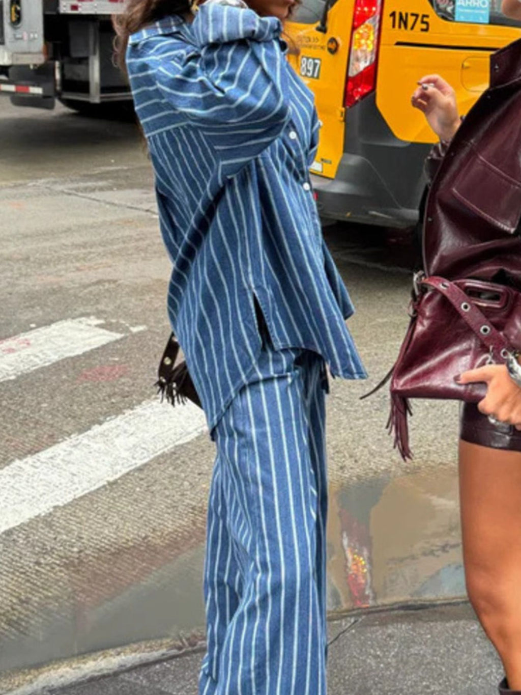 Striped Button Up Shirt and Pants Set - Girly Tea
