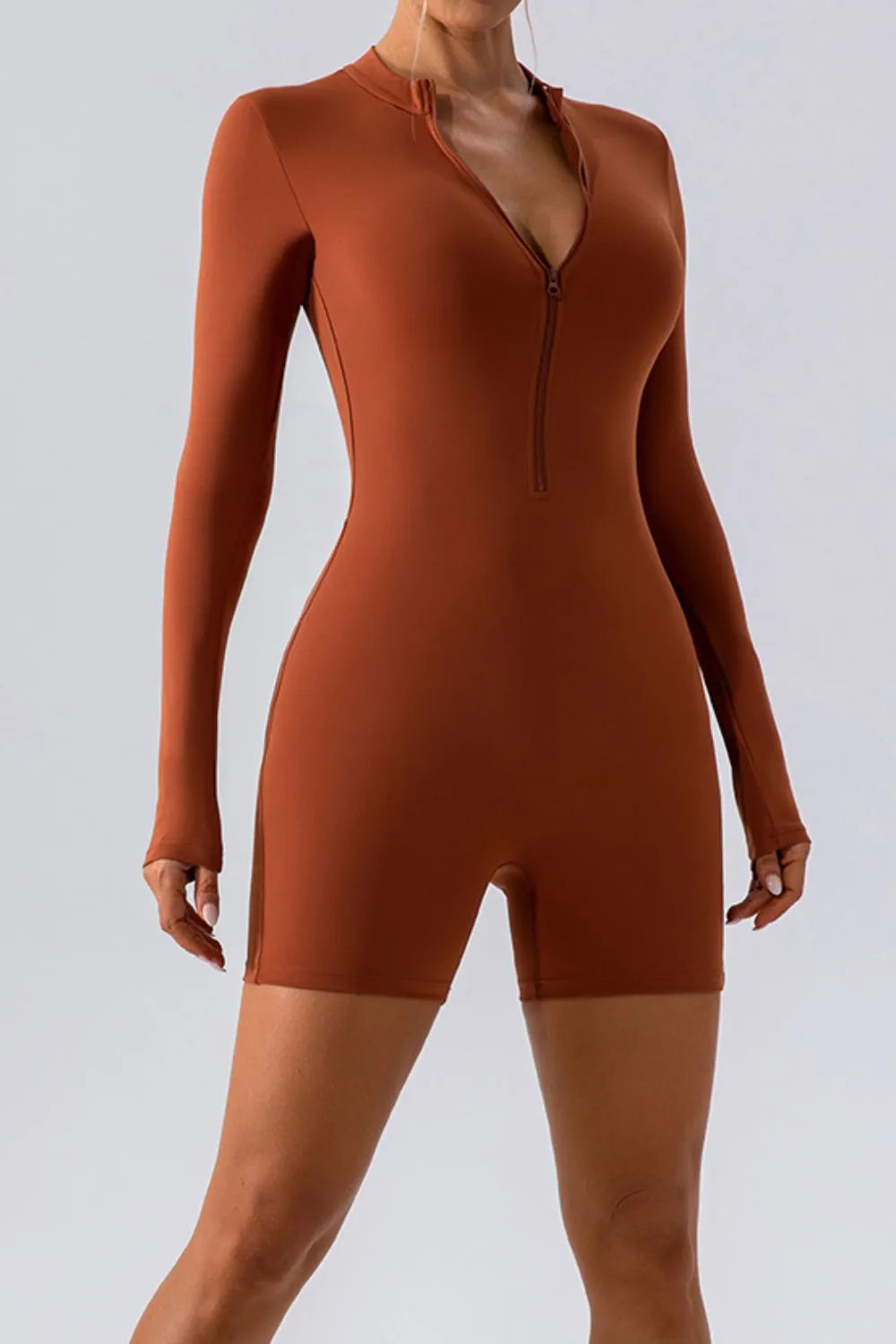 Half Zip Long Sleeve Active Romper - Girly Tea