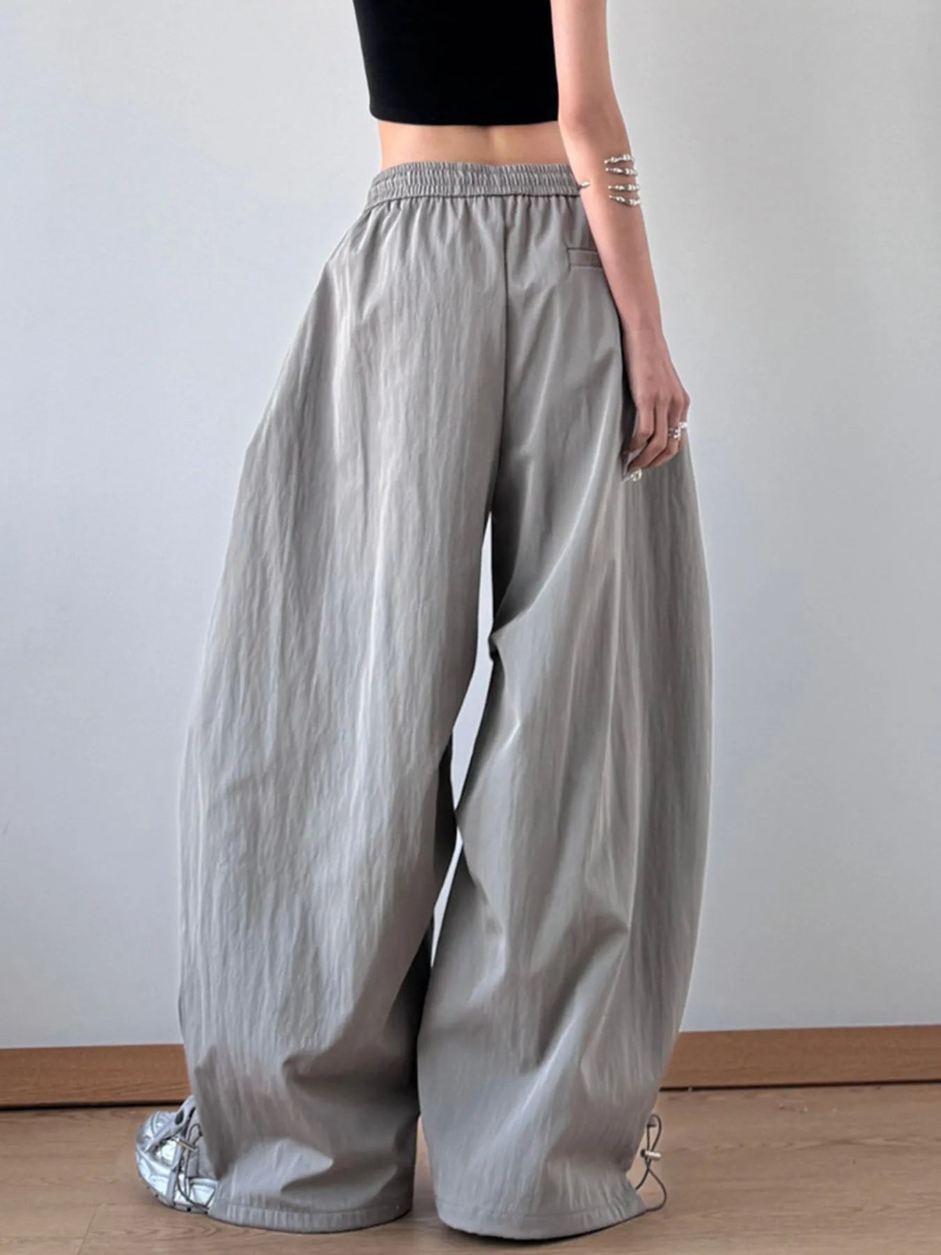 Drawstring Oversized Wide Leg Casual Pants - Girly Tea
