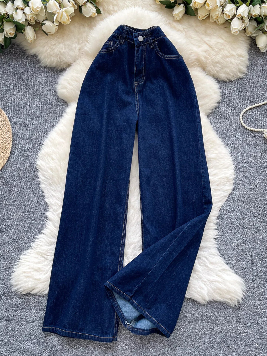 High Waist Wide Leg Jeans - Girly Tea