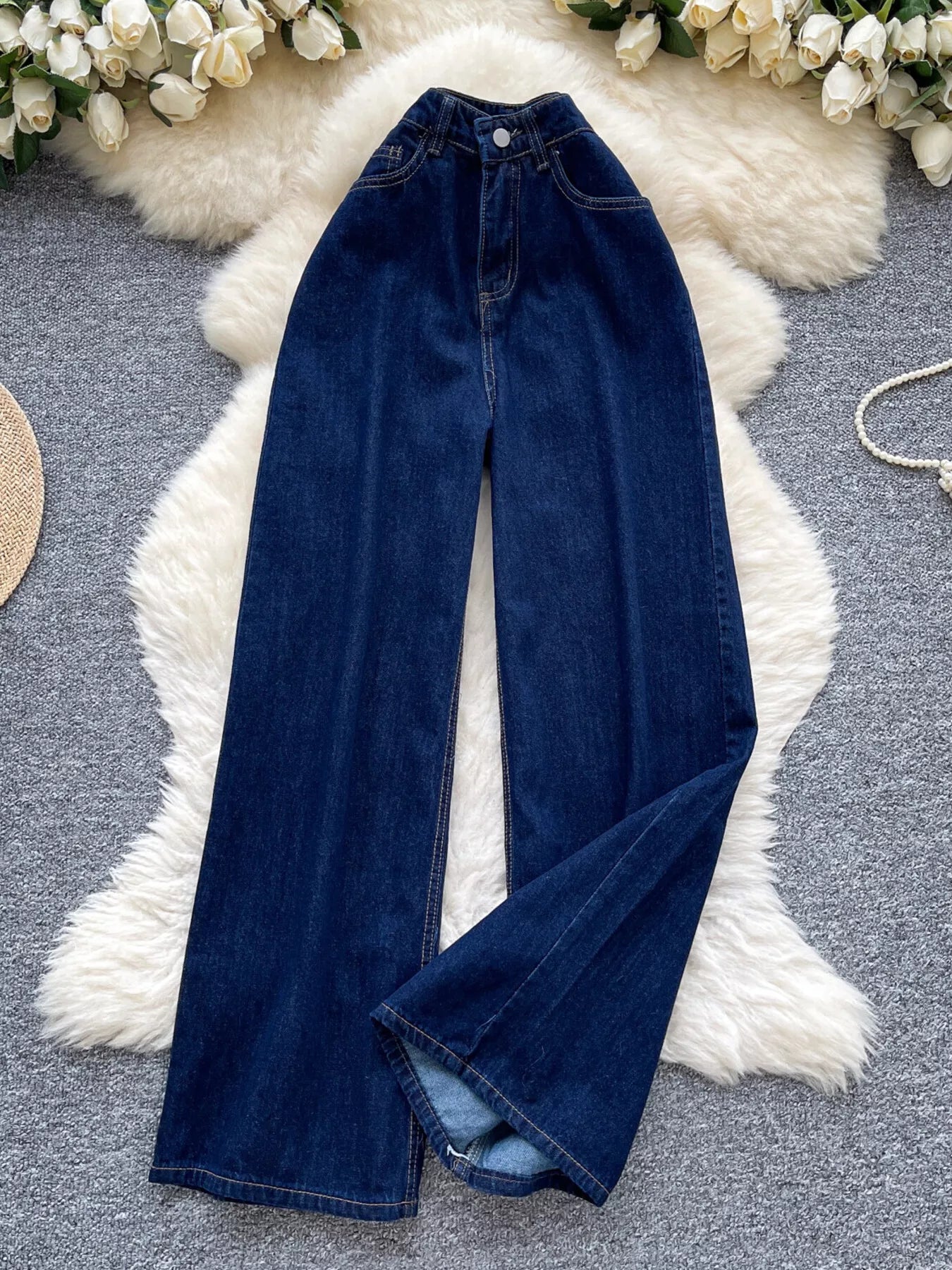 High Waist Wide Leg Jeans - Girly Tea