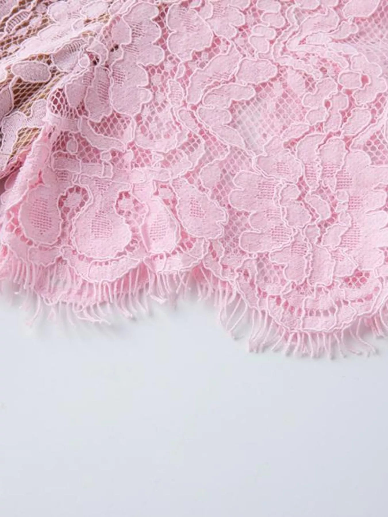Lace Pearl Neckline Midi Dress - Girly Tea