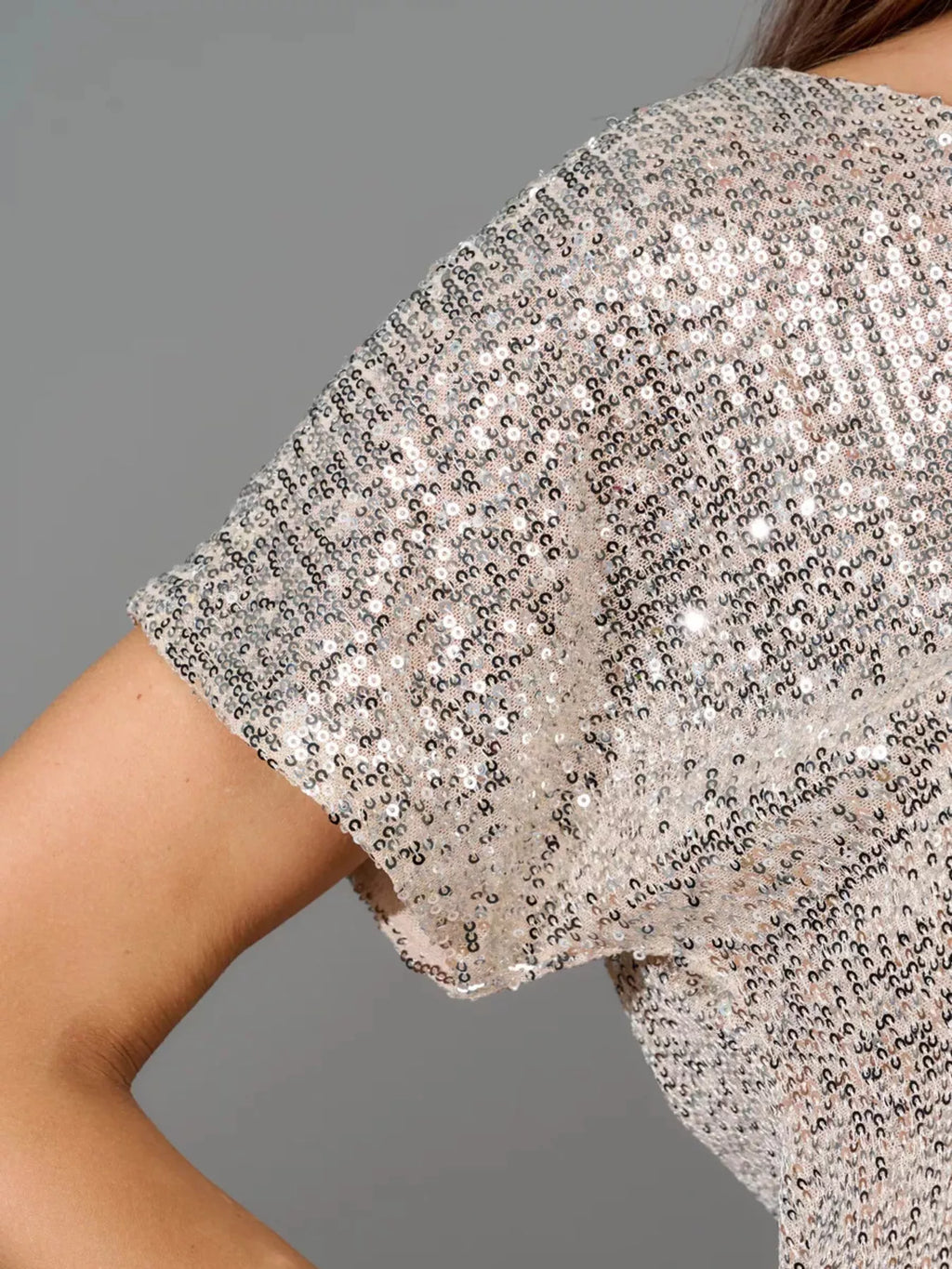 Full Size Sequin Short Sleeve Wide Leg Jumpsuit Plus Size - Girly Tea
