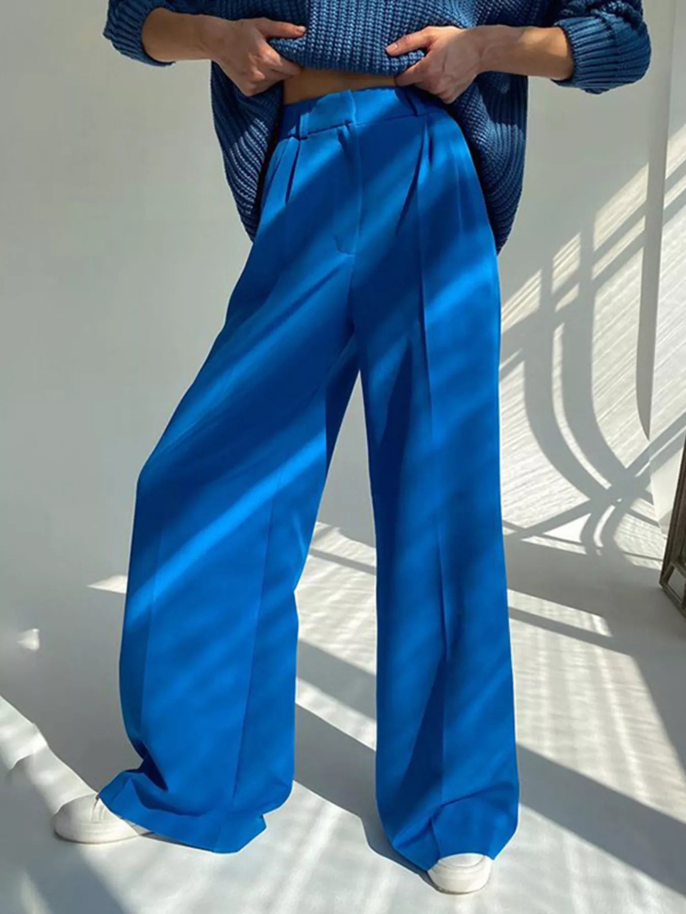 Wide Leg Pleated Pants - Girly Tea