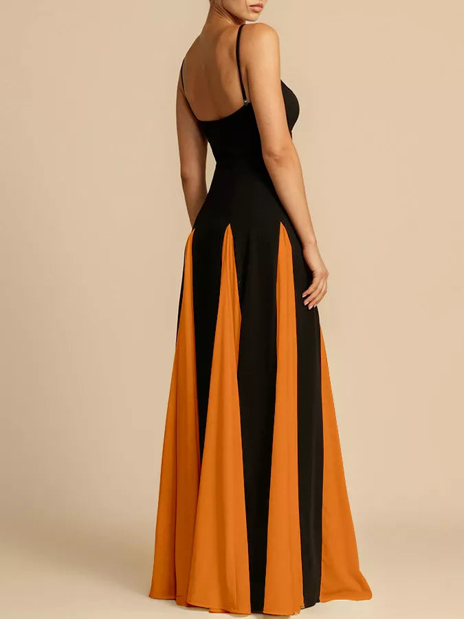 Two-Tone Flowing Maxi Dress - Girly Tea