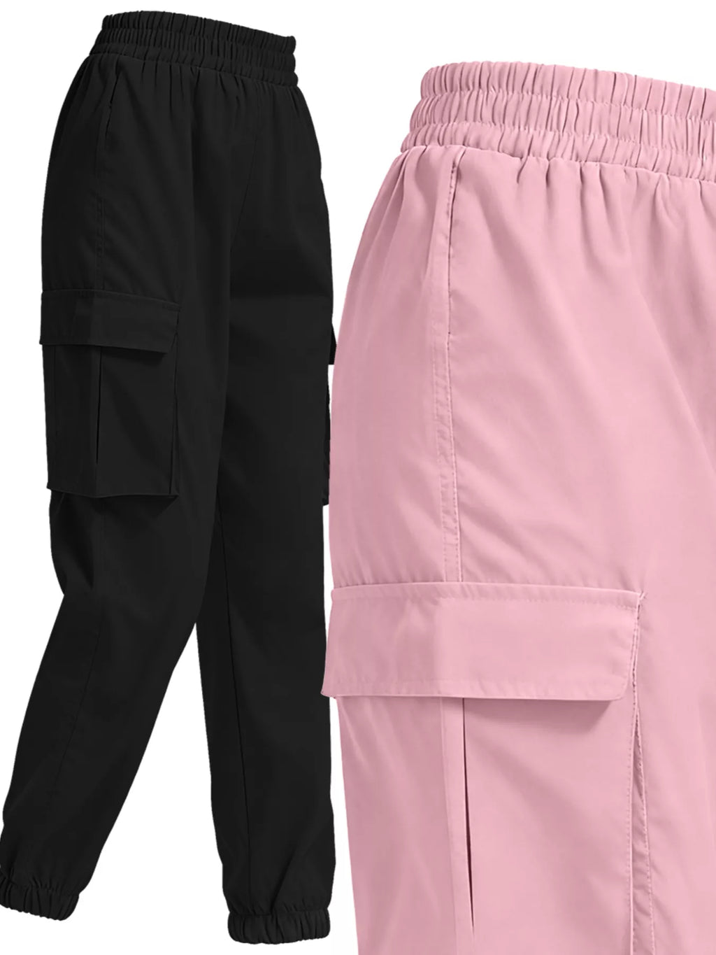 2 Piece Elastic Waist Cargo Pants - Girly Tea