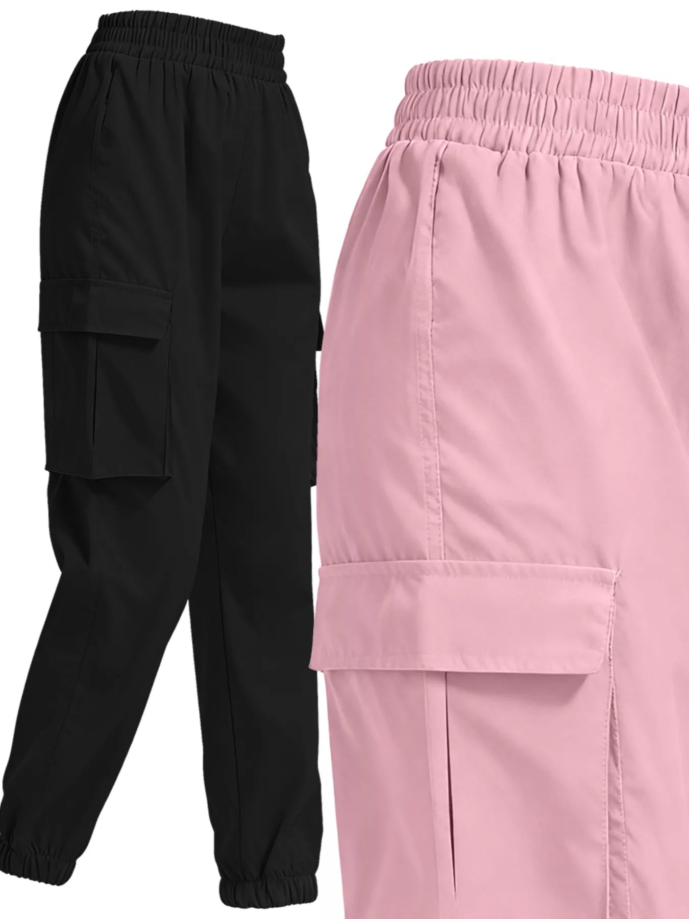 2 Piece Elastic Waist Cargo Pants - Girly Tea